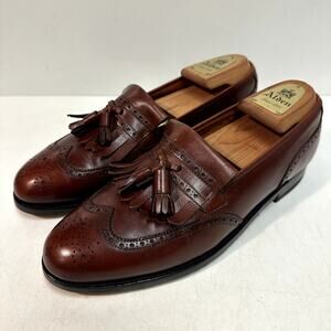 NEW HEELS + TIPS Crockett & Jones Tassel Loafer Kiltie Chestnut England 8 Wide E